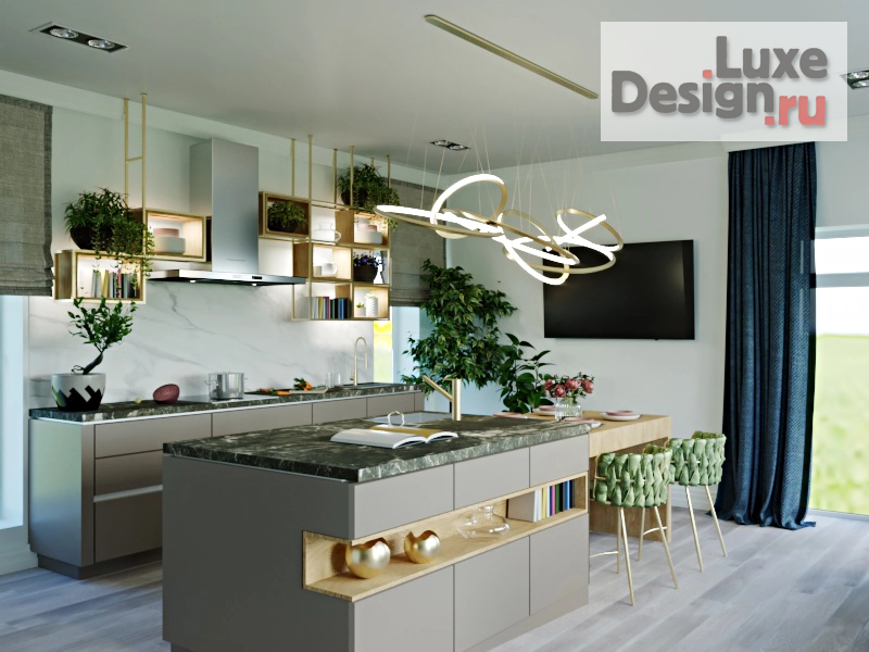 Дизайн интерьера загородного дома "кухня-столовая" (фото 1)