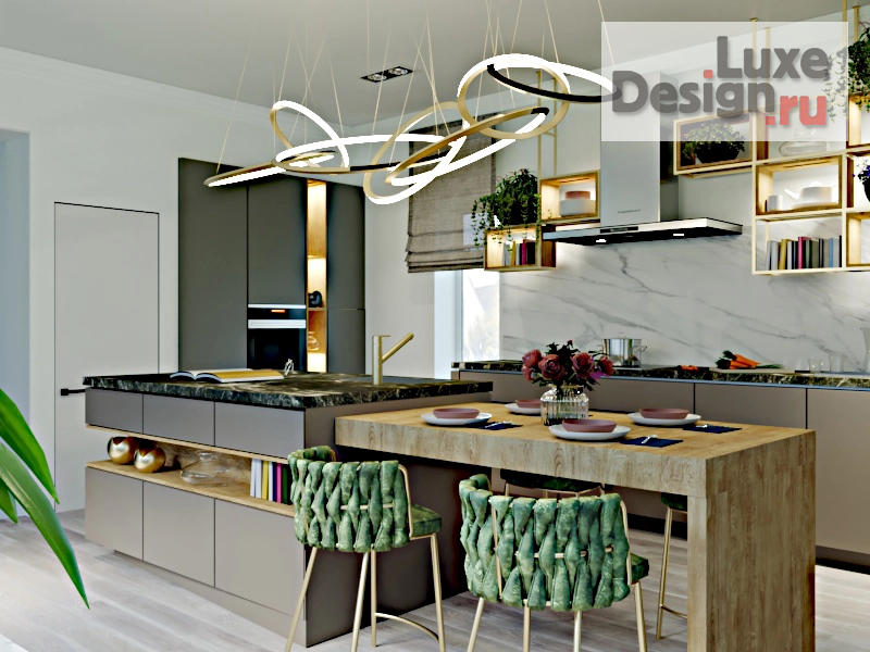 Дизайн интерьера загородного дома "кухня-столовая" (фото 3)